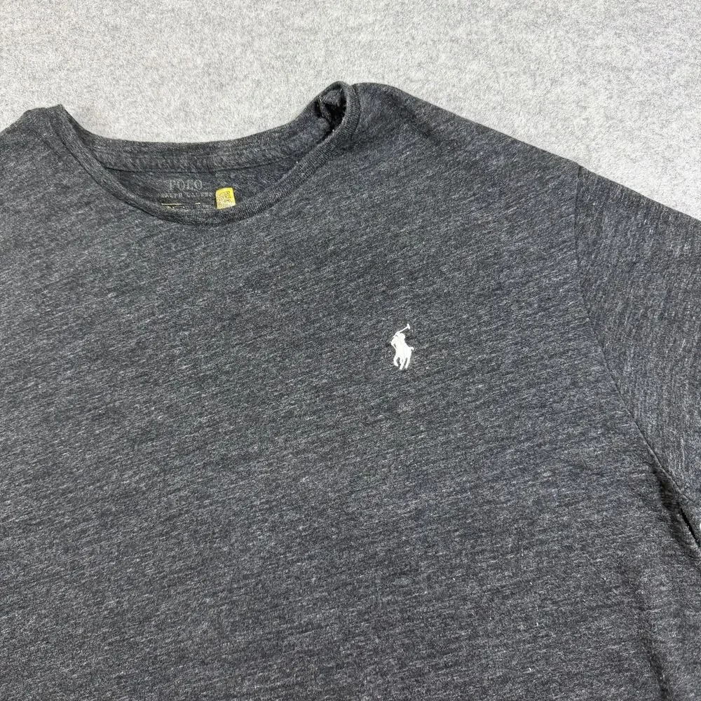 Polo Ralph Lauren T Shirt Mens XL Gray Embroidered Pony Logo Crew Neck Classic